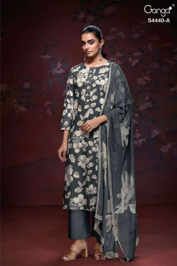 Ganga Fashion Taymi S4440 Cotton Satin Ladies Suits S4440-A