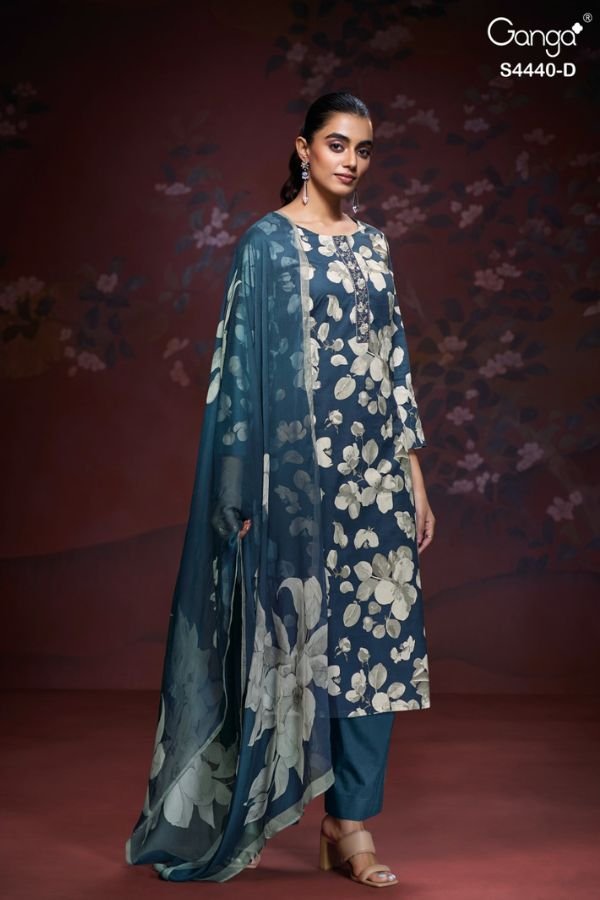 Ganga Fashion Taymi S4440 Cotton Satin Ladies Suits S4440-D