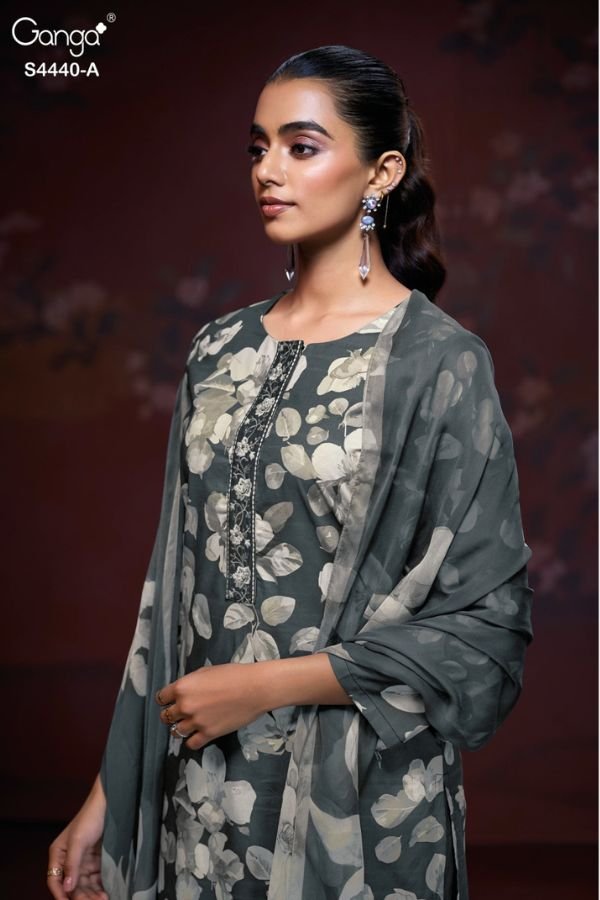 Ganga Fashion Taymi S4440 Cotton Satin Ladies Suits S4440-A