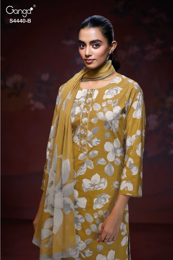 Ganga Fashion Taymi S4440 Cotton Satin Ladies Suits S4440-B