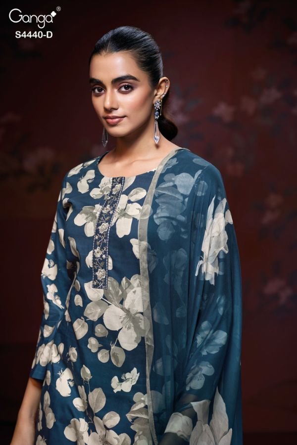 Ganga Fashion Taymi S4440 Cotton Satin Ladies Suits S4440-D