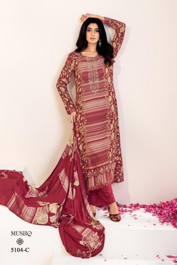Glossy Simar Mushq Muslin Printed Salwar Suits 5104-C