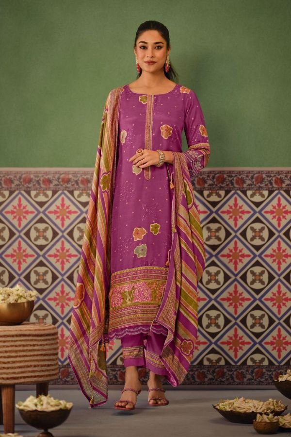 Jay Vijay Prints Pratha Muslin Silk Ladies Suits 10401