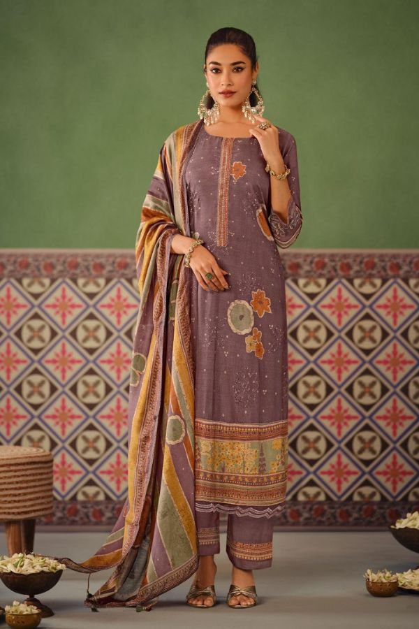 Jay Vijay Prints Pratha Muslin Silk Ladies Suits 10403