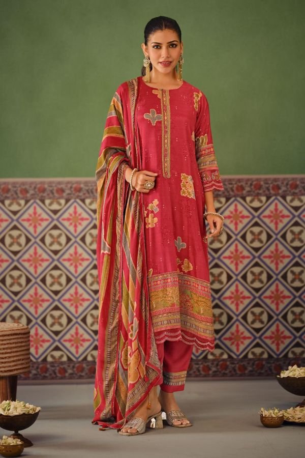 Jay Vijay Prints Pratha Muslin Silk Ladies Suits 10405