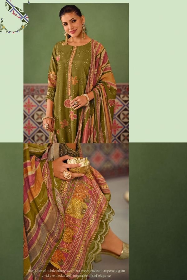Jay Vijay Prints Pratha Muslin Silk Ladies Suits 10402