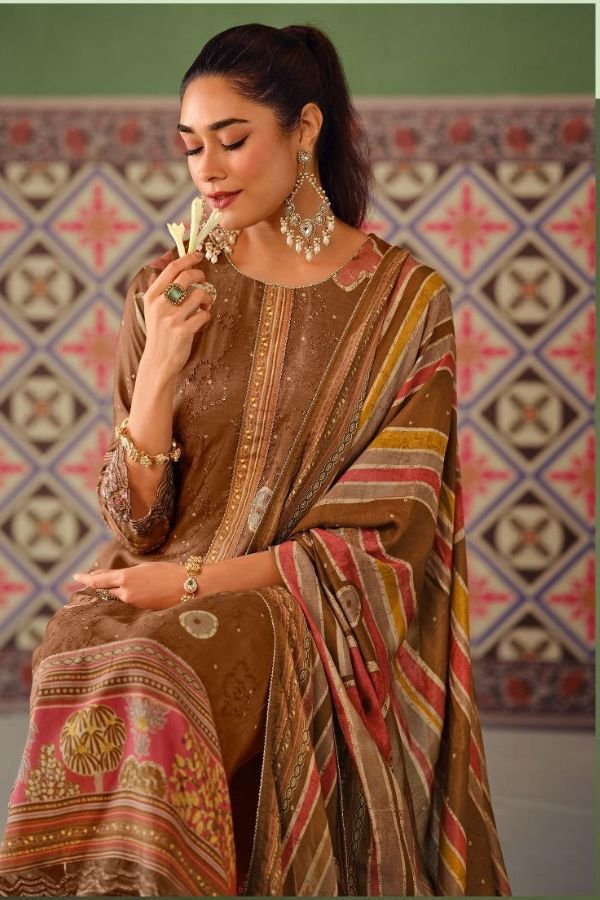 Jay Vijay Prints Pratha Muslin Silk Ladies Suits 10404