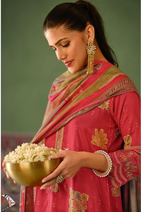 Jay Vijay Prints Pratha Muslin Silk Ladies Suits 10405