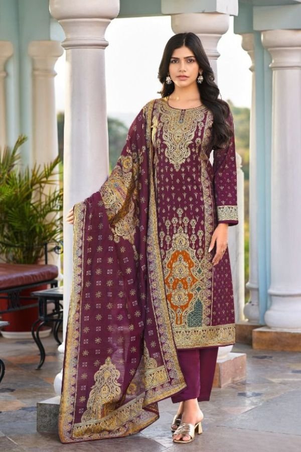 Mumtaz Arts Nasrin Muslin Ladies Unstitched Suits 1501