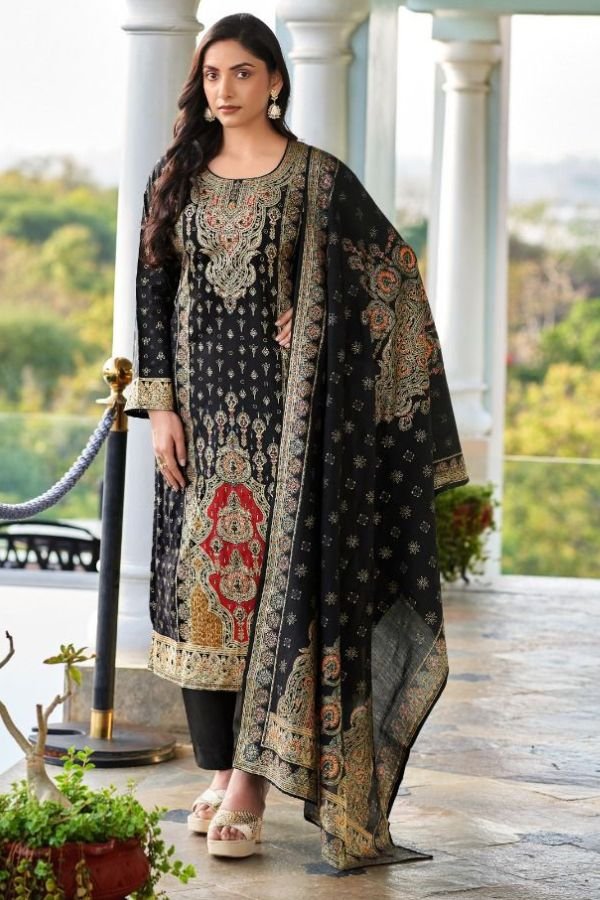 Mumtaz Arts Nasrin Muslin Ladies Unstitched Suits 1502