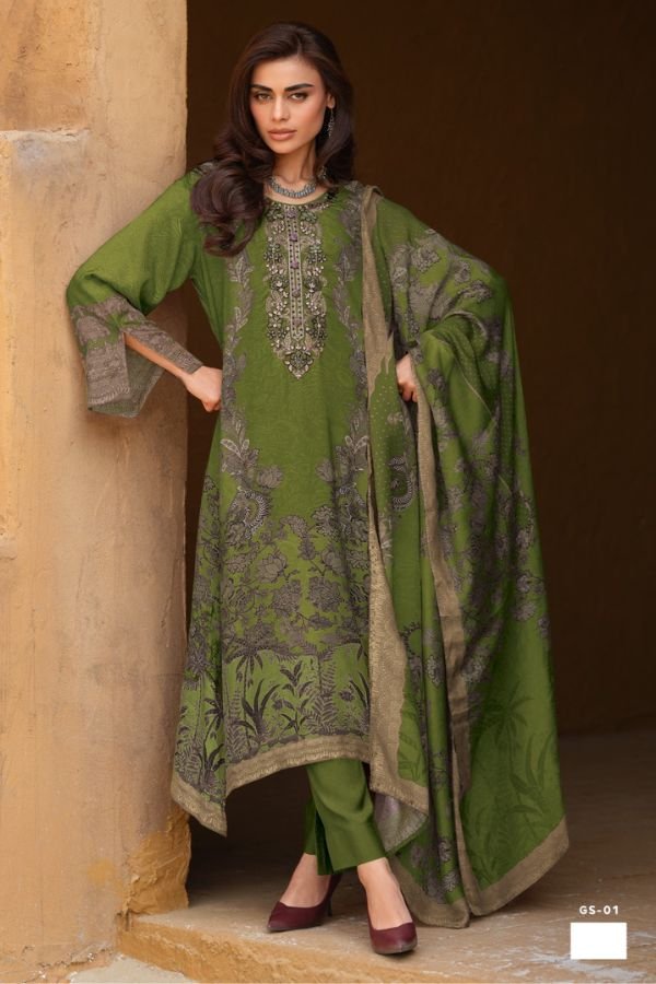 Varsha Fashion Golden Sand Silk Unstitched Ladies Suit GS-01