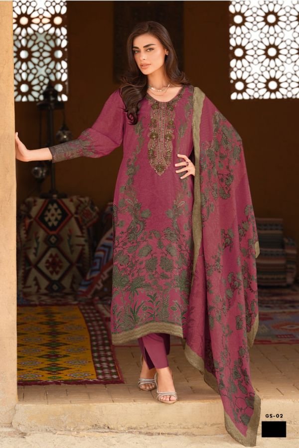 Varsha Fashion Golden Sand Silk Unstitched Ladies Suit GS-02