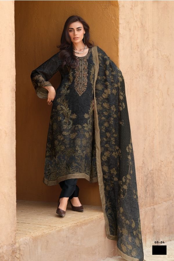 Varsha Fashion Golden Sand Silk Unstitched Ladies Suit GS-04