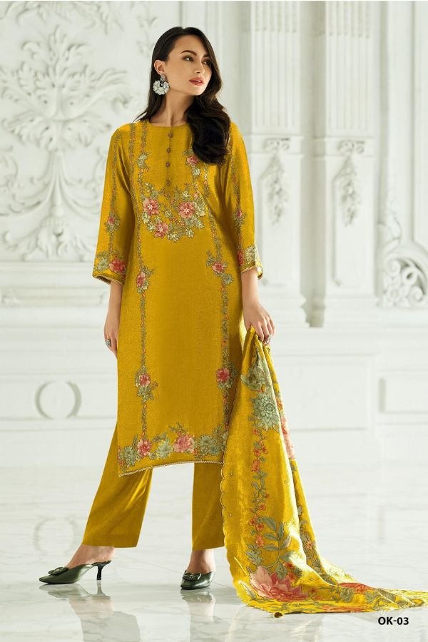 Varsha Fashion Ornek Silk Unstitched Ladies Suit OK-03