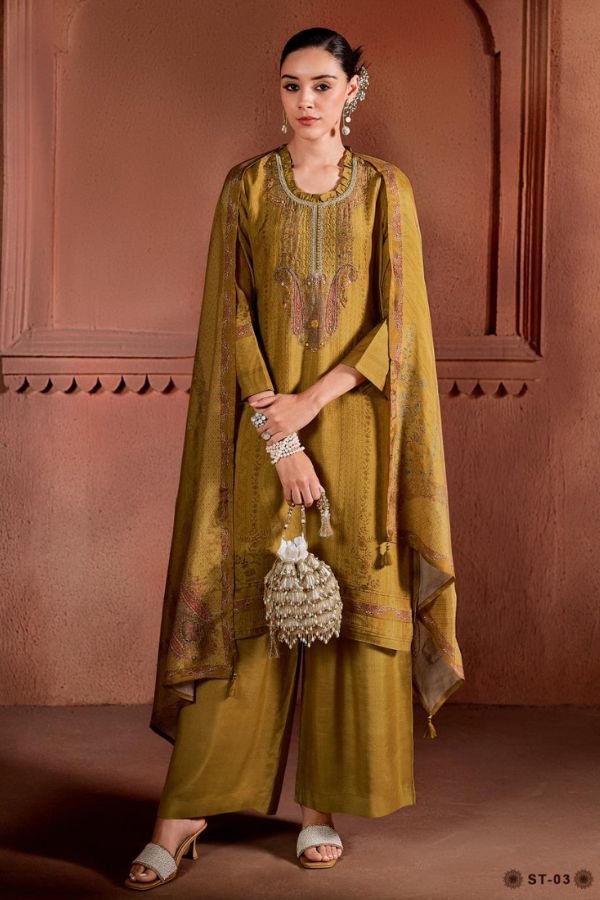 Varsha Fashion Santoni Silk Unstitched Ladies Suit ST-03