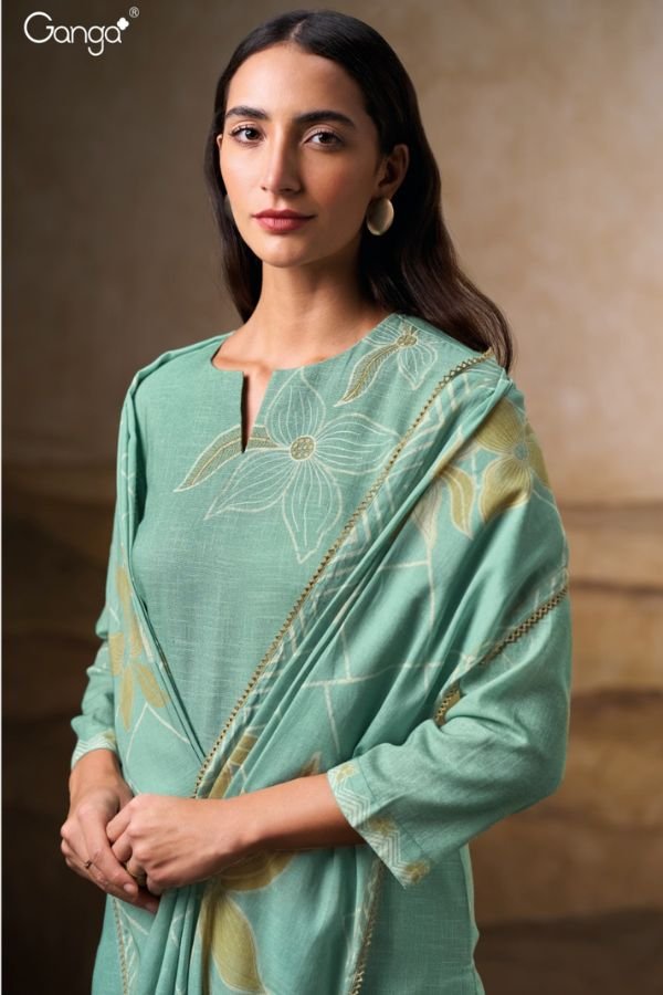 Ganga Fashion Cazia S3694 Cotton Linen Ladies Suits S3694-B