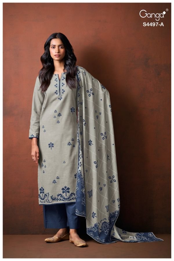 Ganga Fashion Dreera S4497 Cotton Linen Ladies Suit S4497-A