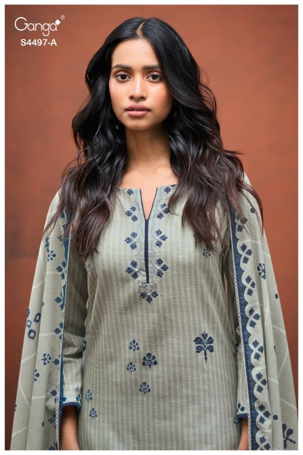 Ganga Fashion Dreera S4497 Cotton Linen Ladies Suit S4497-A