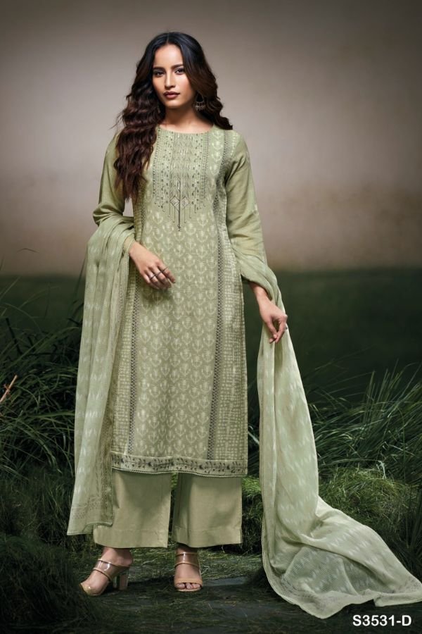 Ganga Fashion Hermona S3531 Cotton Linen Ladies Suits S3531-D