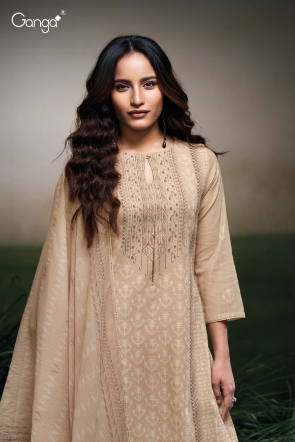 Ganga Fashion Hermona S3531 Cotton Linen Ladies Suits S3531-C
