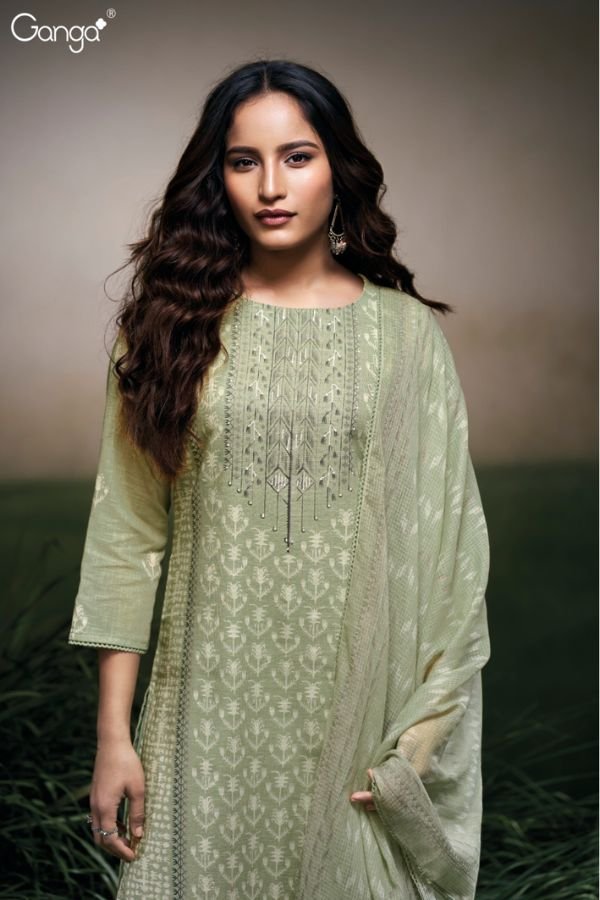 Ganga Fashion Hermona S3531 Cotton Linen Ladies Suits S3531-D