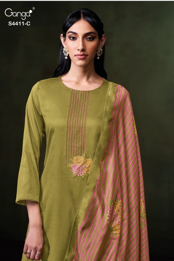 Ganga Fashion Keziaa S4411 Cotton Satin Ladies Suits S4411-C Ganga Fashion Keziaa S4411 Cotton Satin Ladies Suits S4411-C