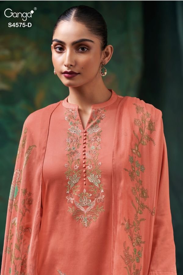 Ganga Fashion Paloma S4575 Cotton Satin Ladies Suit S4575-D