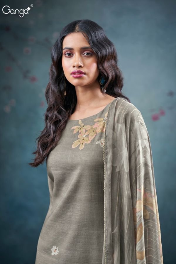 Ganga Fashion Pankhuri S3656 Cotton Linen Ladies Suits S3656-A