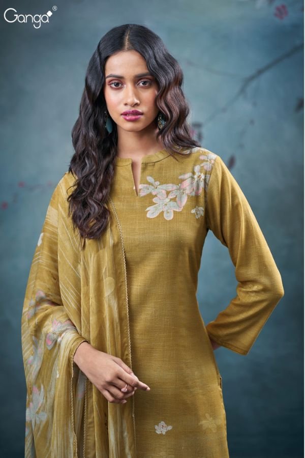 Ganga Fashion Pankhuri S3656 Cotton Linen Ladies Suits S3656-C
