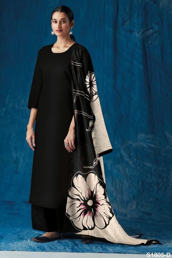 Ganga Fashion Selvi S1805 Cotton Satin Ladies Suit S1805-D