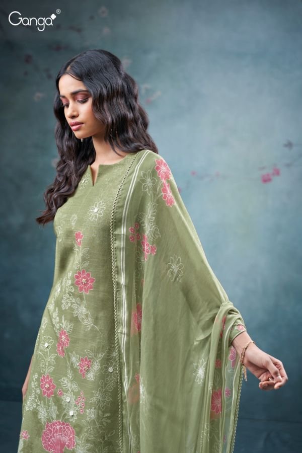 Ganga Fashion Tisya S3688 Cotton Linen Ladies Suits S3688-A