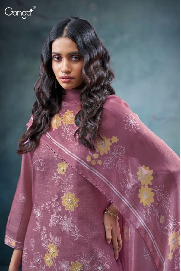 Ganga Fashion Tisya S3688 Cotton Linen Ladies Suits S3688-D
