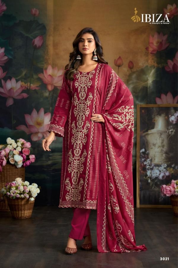 Ibiza Italian Vega 2 Jaam Cotton Printed Ladies Suit 3021