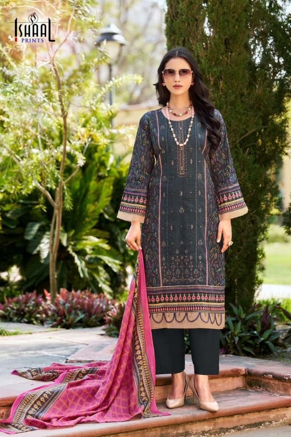 Ishaal Prints Embroidered 19 Unstitched Ladies Suit 19004