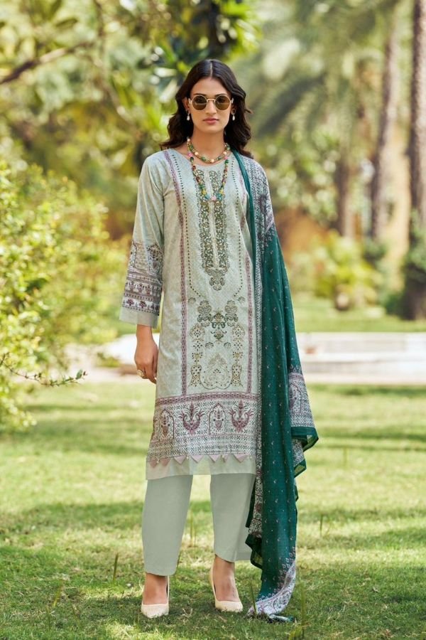 Ishaal Prints Embroidered 19 Unstitched Ladies Suit 19009