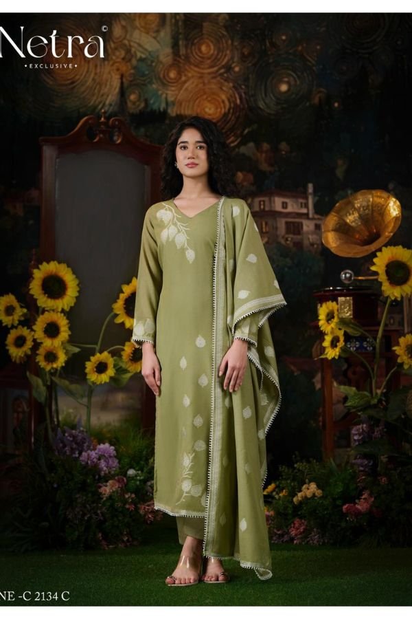 Netra Exclusive Eva Pure Banarasi Mul Suit NE-C 2134 C