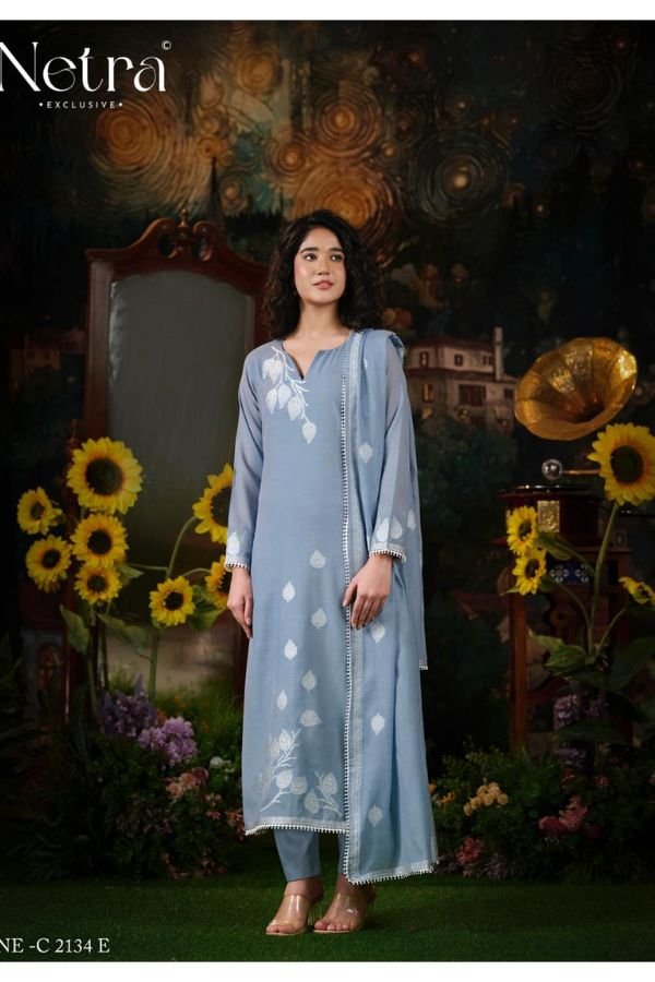 Netra Exclusive Eva Pure Banarasi Mul Suit NE-C 2134 E