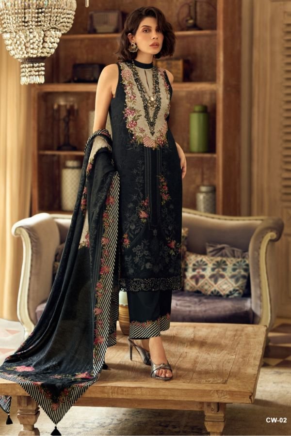 Varsha Fashion Cloud White Muslin Ladies Salwar Suit CW-02