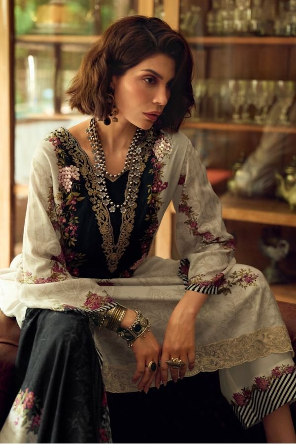 Varsha Fashion Cloud White Muslin Ladies Salwar Suit CW-01