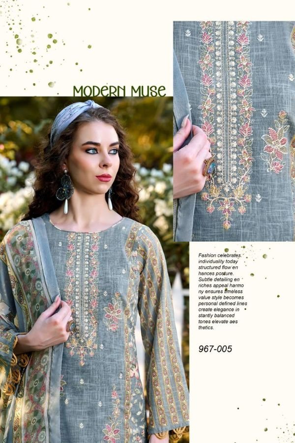 Belliza Designer Studio Rehana 2 Cotton Linen Suit 967-005