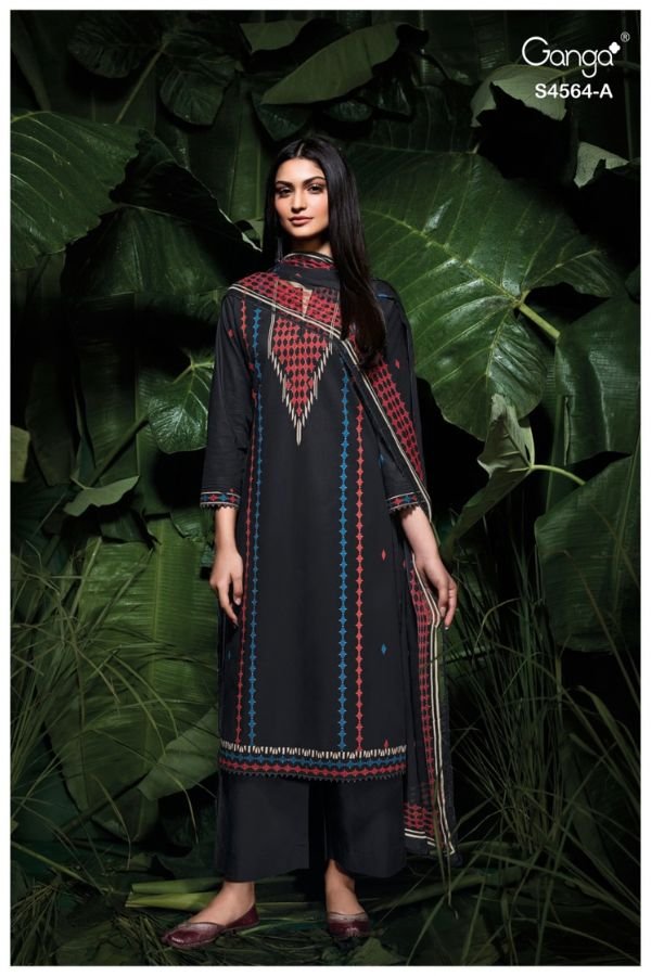 Ganga Fashion Aaeva S4564 Cotton Satin Ladies Suit S4564-A