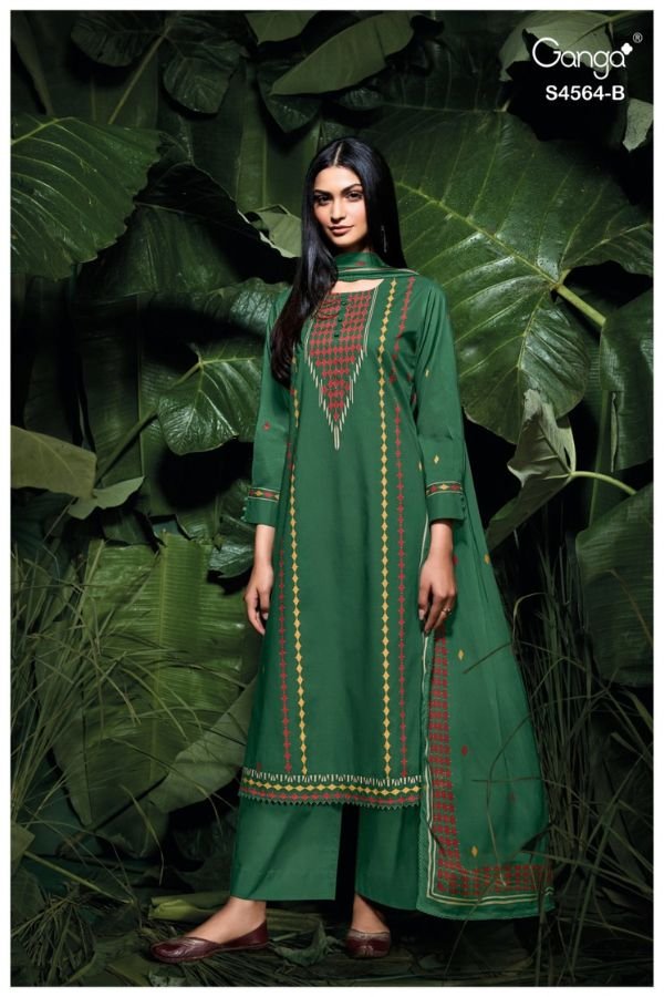 Ganga Fashion Aaeva S4564 Cotton Satin Ladies Suit S4564-B
