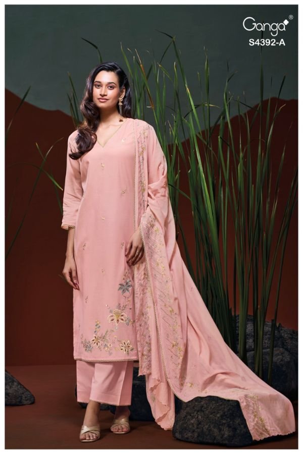 Ganga Fashion Aezra S4392 Premium Pure Mul Suit S4392-A