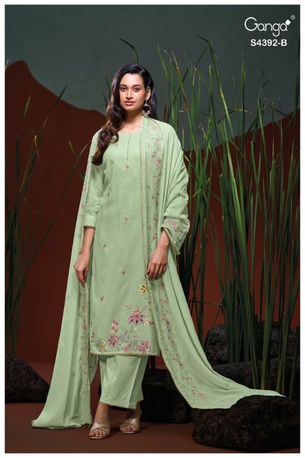 Ganga Fashion Aezra S4392 Premium Pure Mul Suit S4392-B