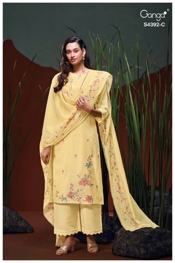 Ganga Fashion Aezra S4392 Premium Pure Mul Suit S4392-C