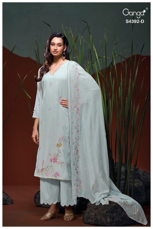 Ganga Fashion Aezra S4392 Premium Pure Mul Suit S4392-D