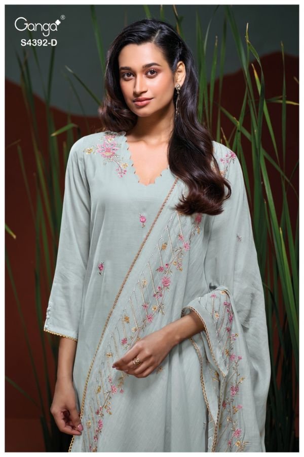 Ganga Fashion Aezra S4392 Premium Pure Mul Suit S4392-D