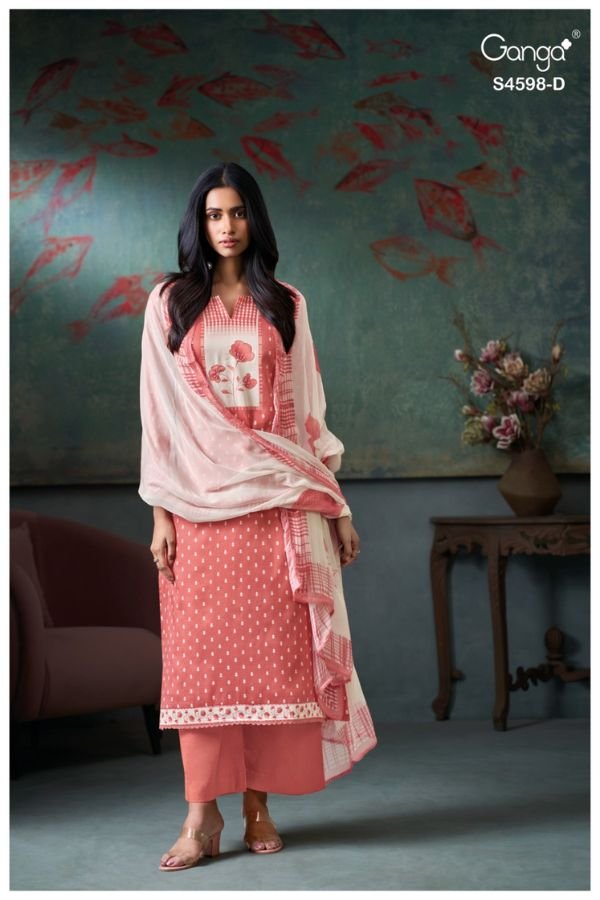 Ganga Fashion Binal S4598 Cotton Satin Ladies Suit S4598-D
