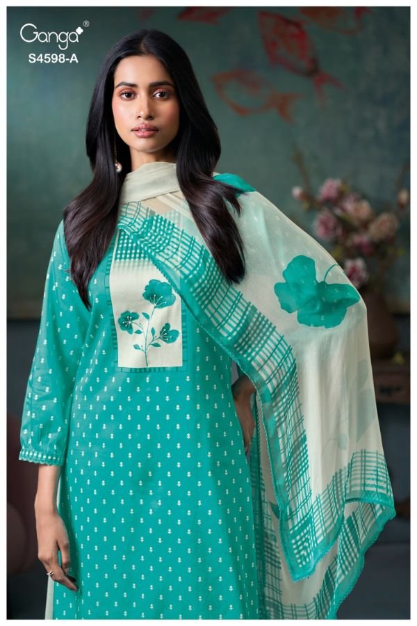 Ganga Fashion Binal S4598 Cotton Satin Ladies Suit S4598-A