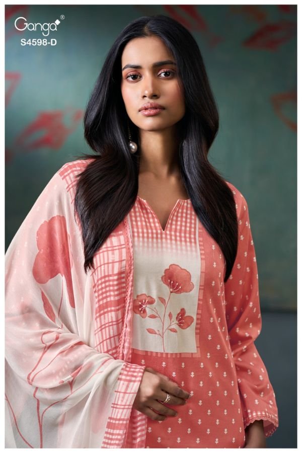 Ganga Fashion Binal S4598 Cotton Satin Ladies Suit S4598-D